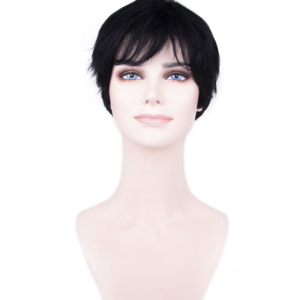 Blue Black Very Short Straight Tulle Wig