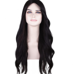 Straight Black Long Tulle Wig 1-9