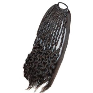 اکستنشن مو زنانه مدل بافت فردار رنگ مشکی و قهوه ای | کد: ZNB-UK0