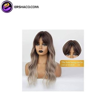 کلاه گیس زنانه بلند آمبره خاکستری جلو چتری حالت دار | کد: ZNB-WUO