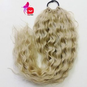 موی دم اسبی قد 50 حلقه ای بالا کشدار فر بلوند روشن | کد: ZNB-VYT