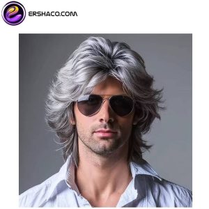 کلاه گیس (پوستیژ) مردانه جوگندمی لیر حالت دار متوسط مدل دهه 80 میلادی | کد: ZNB-W1Q