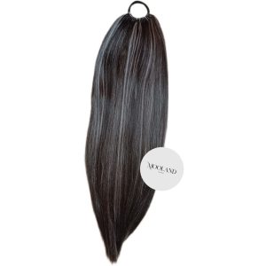 اکستنشن مو زنانه مدل دم اسبی هایلایت سفید-مشکی | کد: ZNB-UB1