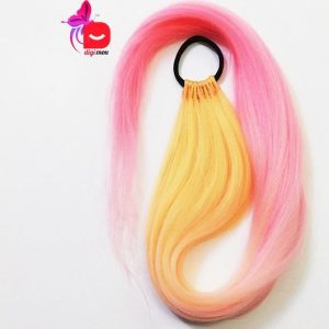 موی دم اسبی حلقه ای و بالا کشدار آمبره زرد و صورتی | کد: ZNB-WLP