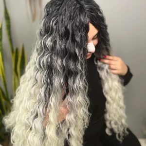 کلاه گیس موی افرو VIP مشکی استخونی | کد: ZNB-TXH