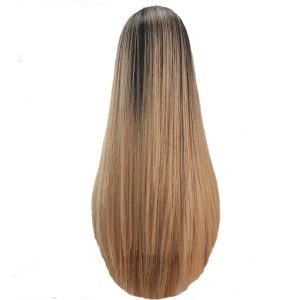 کلاه گیس بلند زنانه الیاف آمبره مشکی بژ (کد:4044) – | کد: ZNB-XN9