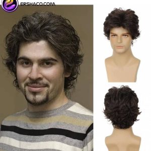 کلاه گیس مردانه مجعد کوتاه قهوه ای روشن | کد: ZNB-X1S