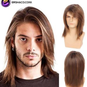 کلاه گیس مردانه بلند قهوه ای روشن هایلایت دار | کد: ZNB-WVO