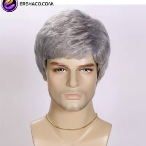 کلاه گیس و پوستیژ مردانه کوتاه خاکستری فرق کج Silvery Gray Straight | کد: ZNB-XGE
