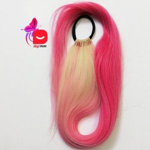 موی دم اسبی حلقه ای و بالا کشدار آمبره رنگ طلایی و صورتی | کد: ZNB-W0V