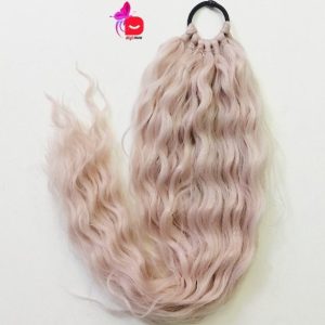 موی دم اسبی فر قد 50 حلقه ای بالا کشدار صورتی دودی | کد: ZNB-VPG