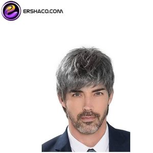 کلاه گیس مردانه کوتاه خاکستری چتری دار | کد: ZNB-XAK