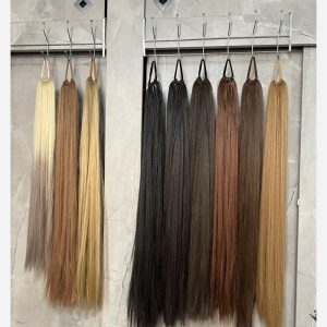 موی دم اسبی کش دار حجم نرمال قد 80 سانت – مشکی نسکافه ای | کد: ZNB-X50