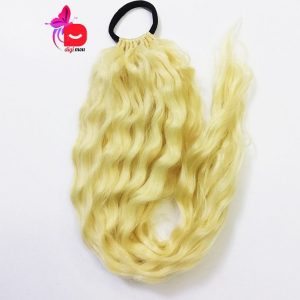 موی دم اسبی فر کش دار 50 سانت بلوند خیلی روشن | کد: ZNB-WLR