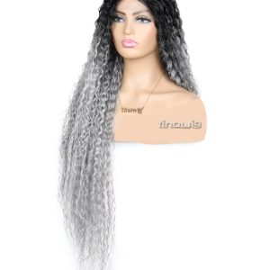 کلاه گیس فر کد NOODLE90-1-GREY با موی مصنوعی آمبره مشکی خاکستری | کد: ZNB-WMZ