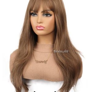 کلاه گیس زنانه کد Layana65-18 با موی مصنوعی رنگ نسکافه ای | کد: ZNB-XIG