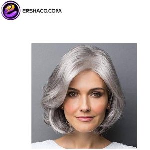 کلاه گیس (پوستیژ) زنانه کوتاه موج دار نقره ای باب Short Bob Wigs | کد: ZNB-WR6