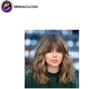 کلاه گیس زنانه باب چتری دار قهوه ای مجعد | کد: ZNB-W8W