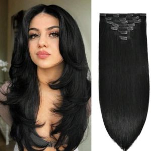 اکستنشن کلیپسی ست 16 گیره ای – مشکی طبیعی | کد: ZNB-VRR