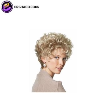 کلاه گیس (پوستیژ) زنانه کوتاه فرفری چتری بلوند Short Wigs | کد: ZNB-XFD